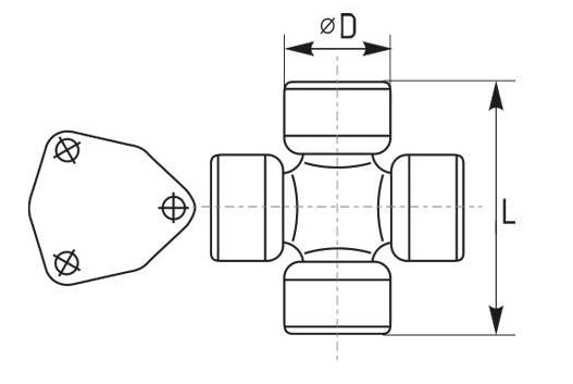 Kardanový kríž - plech na 3 skrutky - typ 10